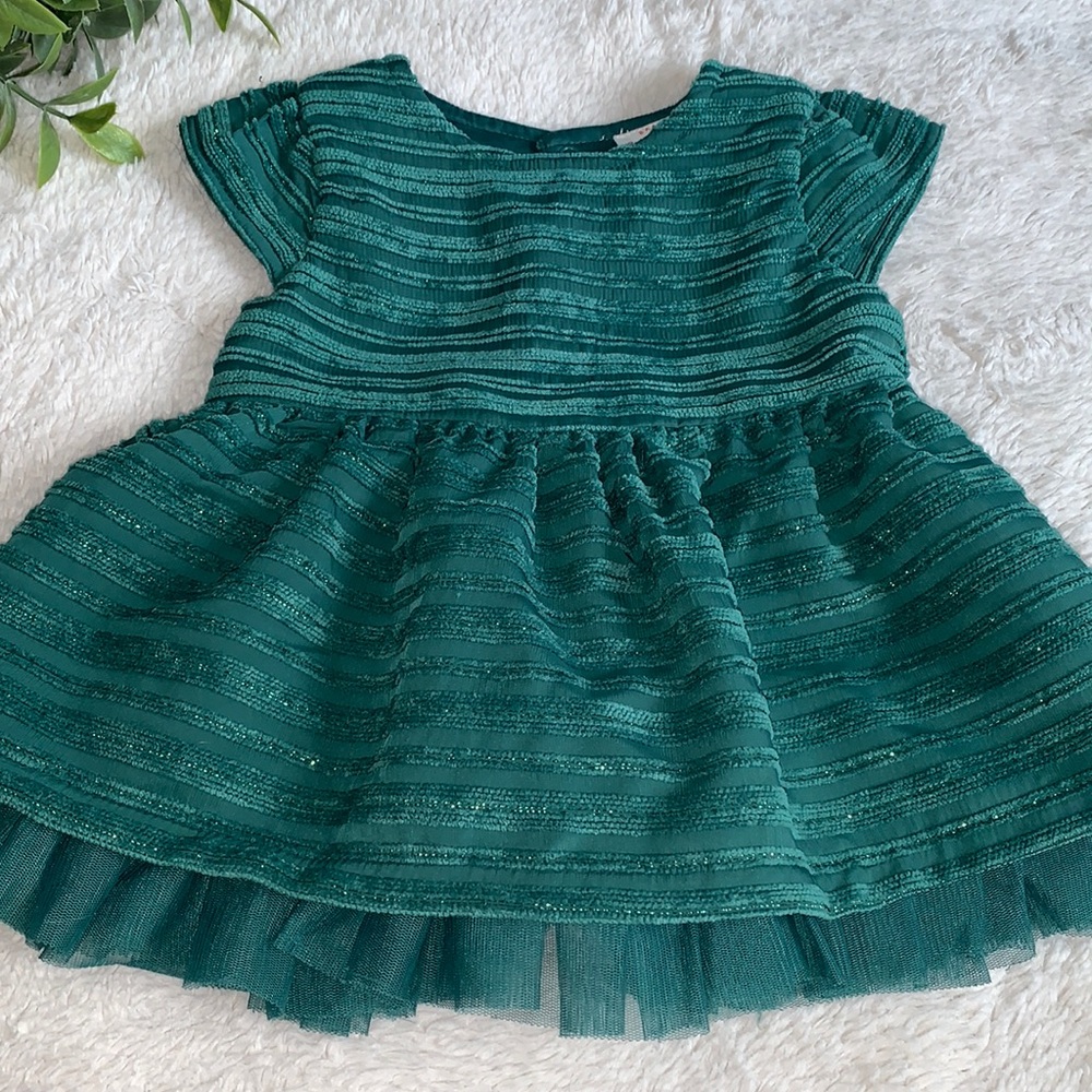 Cat & Jack Emerald Green Dress 6-9M EUC Short Sleeves